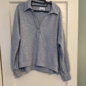 Aerie Light Gray Collared Pullover
